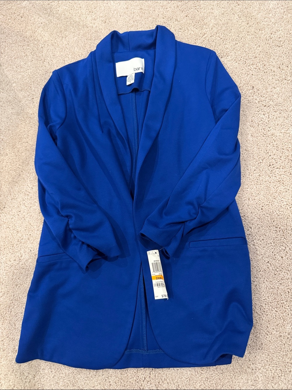 Bar III Cobalt Blue Open Front Blazer